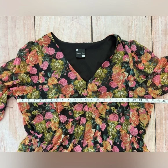 Maison Tara Quarter Sleeve Maxi Floral Dress Size 16 Flowy Party fall office - Picture 4 of 6